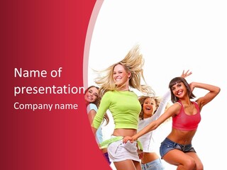 A Group Of Young Women Are Dancing Together PowerPoint Template