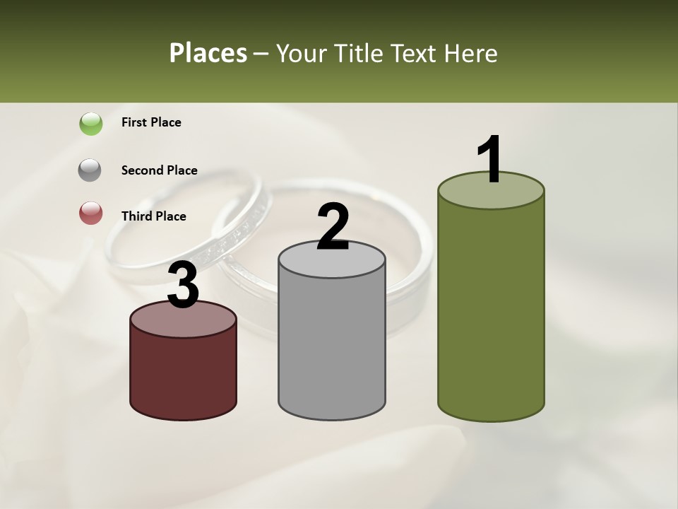 Two Wedding Rings Sitting On Top Of A White Rose PowerPoint Template