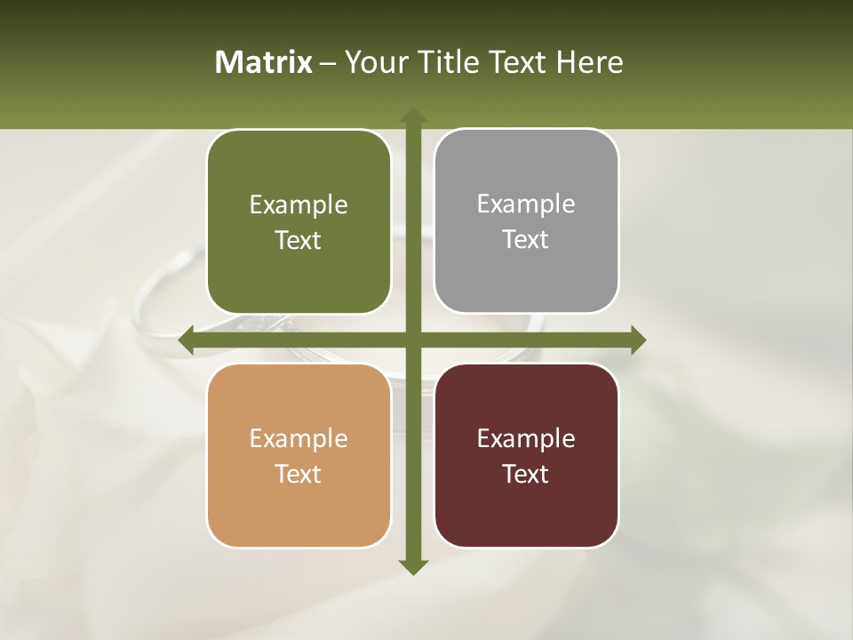 Two Wedding Rings Sitting On Top Of A White Rose PowerPoint Template