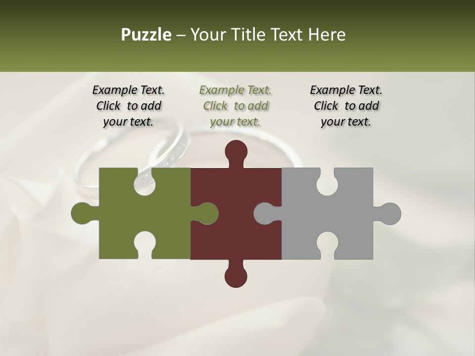 Two Wedding Rings Sitting On Top Of A White Rose PowerPoint Template