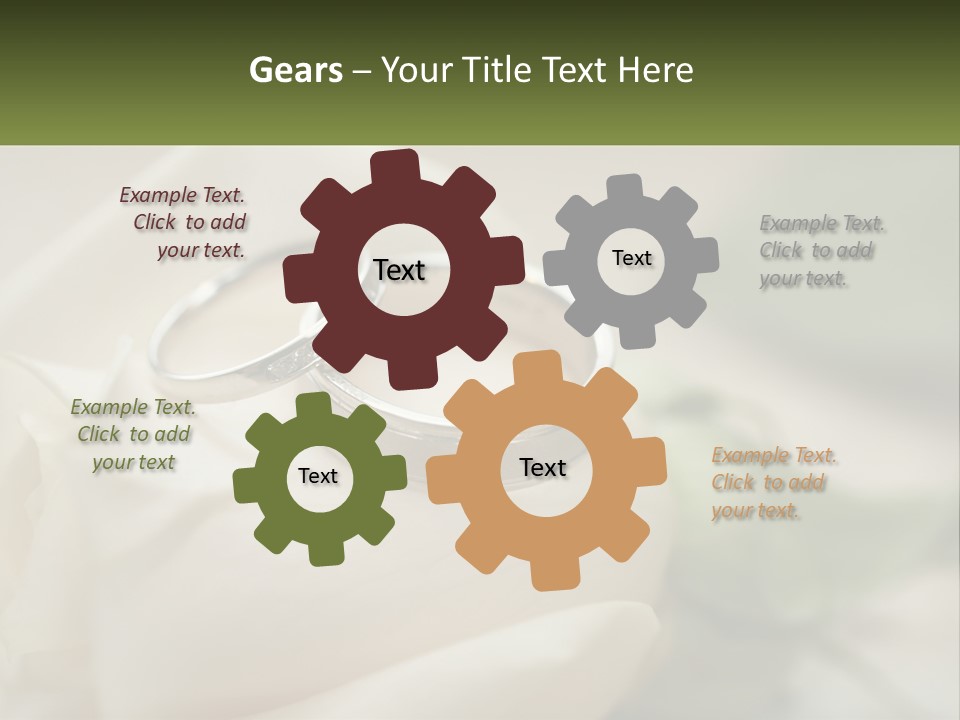 Two Wedding Rings Sitting On Top Of A White Rose PowerPoint Template