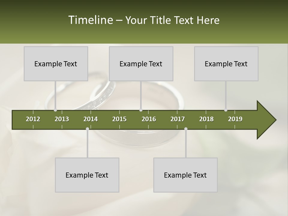 Two Wedding Rings Sitting On Top Of A White Rose PowerPoint Template