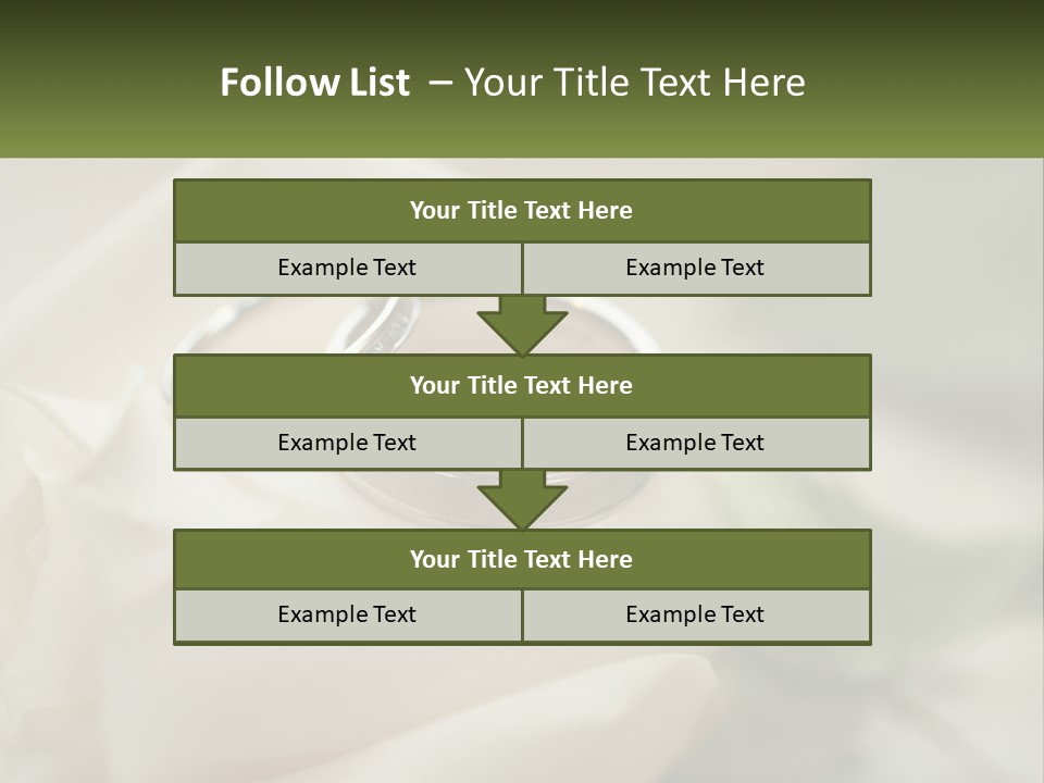 Two Wedding Rings Sitting On Top Of A White Rose PowerPoint Template