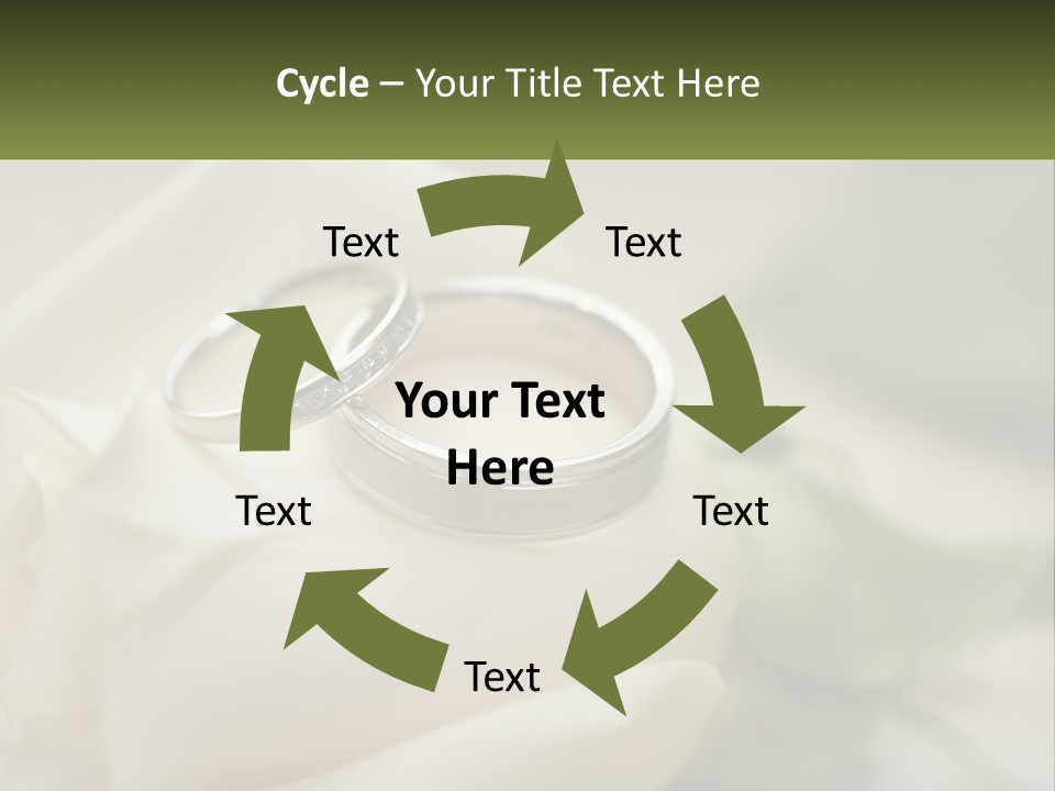 Two Wedding Rings Sitting On Top Of A White Rose PowerPoint Template