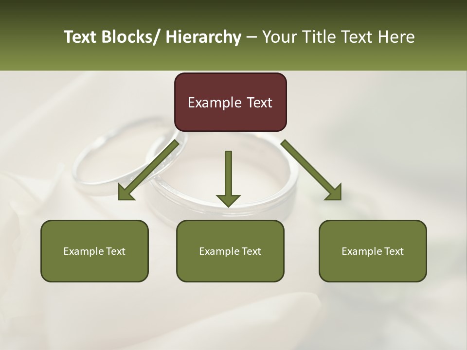 Two Wedding Rings Sitting On Top Of A White Rose PowerPoint Template