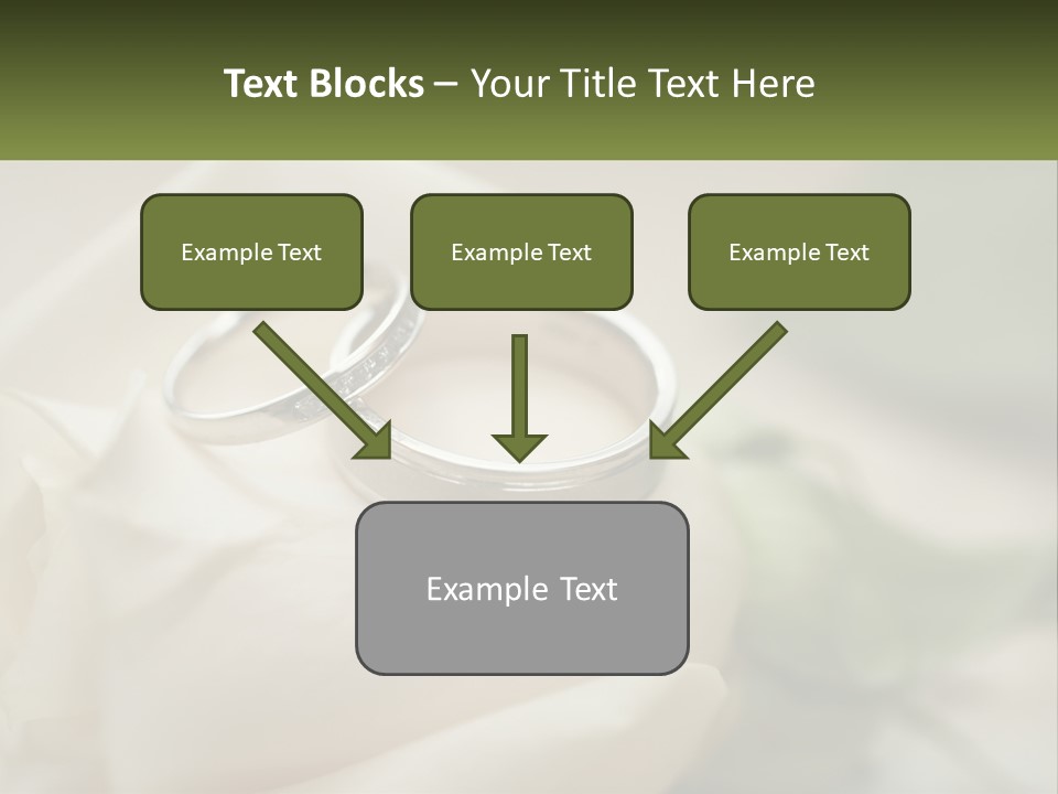 Two Wedding Rings Sitting On Top Of A White Rose PowerPoint Template