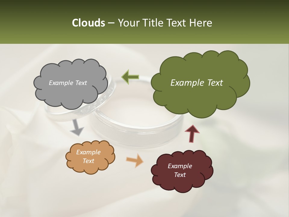 Two Wedding Rings Sitting On Top Of A White Rose PowerPoint Template