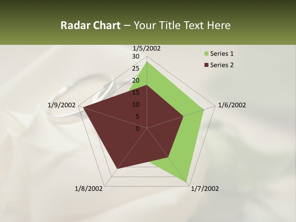 Two Wedding Rings Sitting On Top Of A White Rose PowerPoint Template