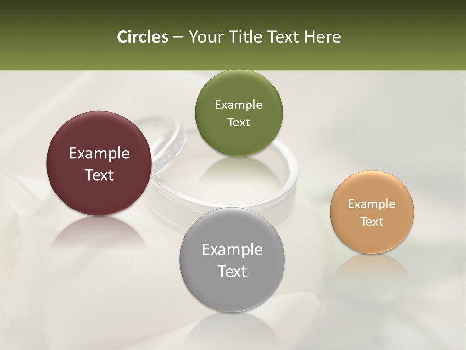 Two Wedding Rings Sitting On Top Of A White Rose PowerPoint Template