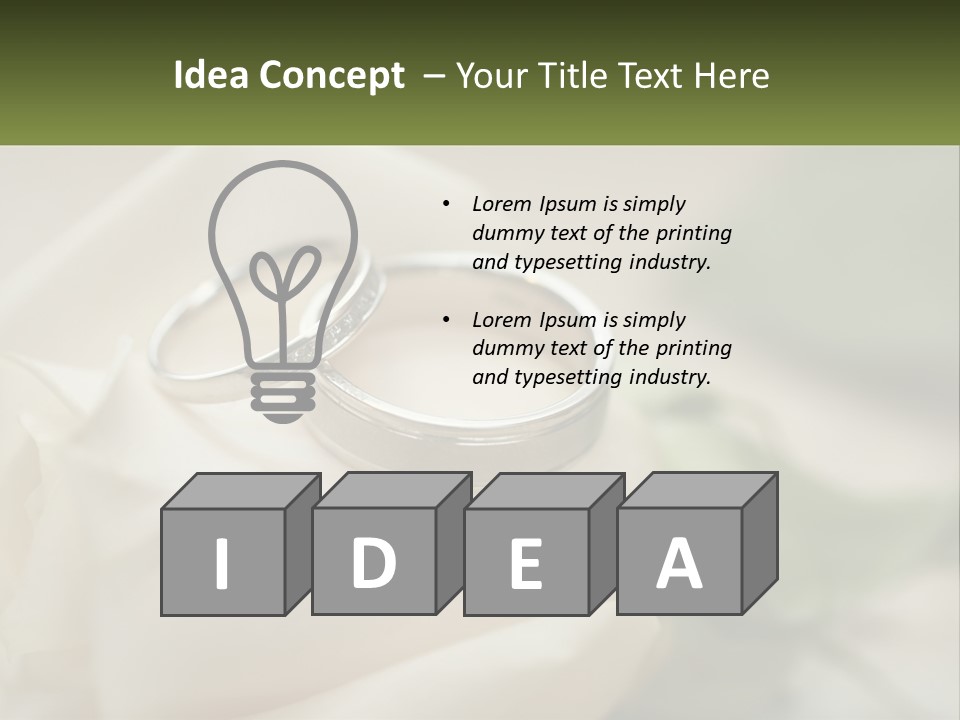 Two Wedding Rings Sitting On Top Of A White Rose PowerPoint Template