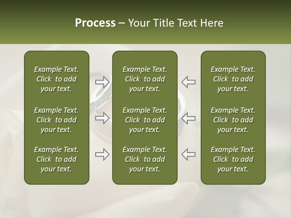 Two Wedding Rings Sitting On Top Of A White Rose PowerPoint Template