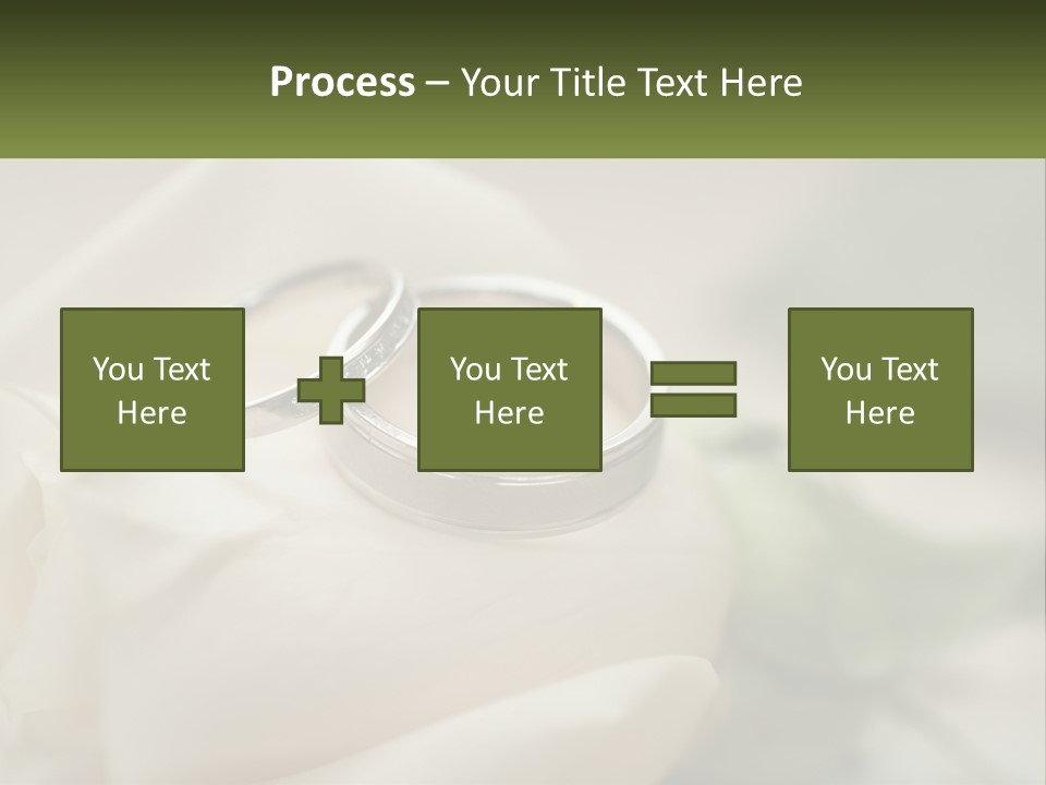 Two Wedding Rings Sitting On Top Of A White Rose PowerPoint Template