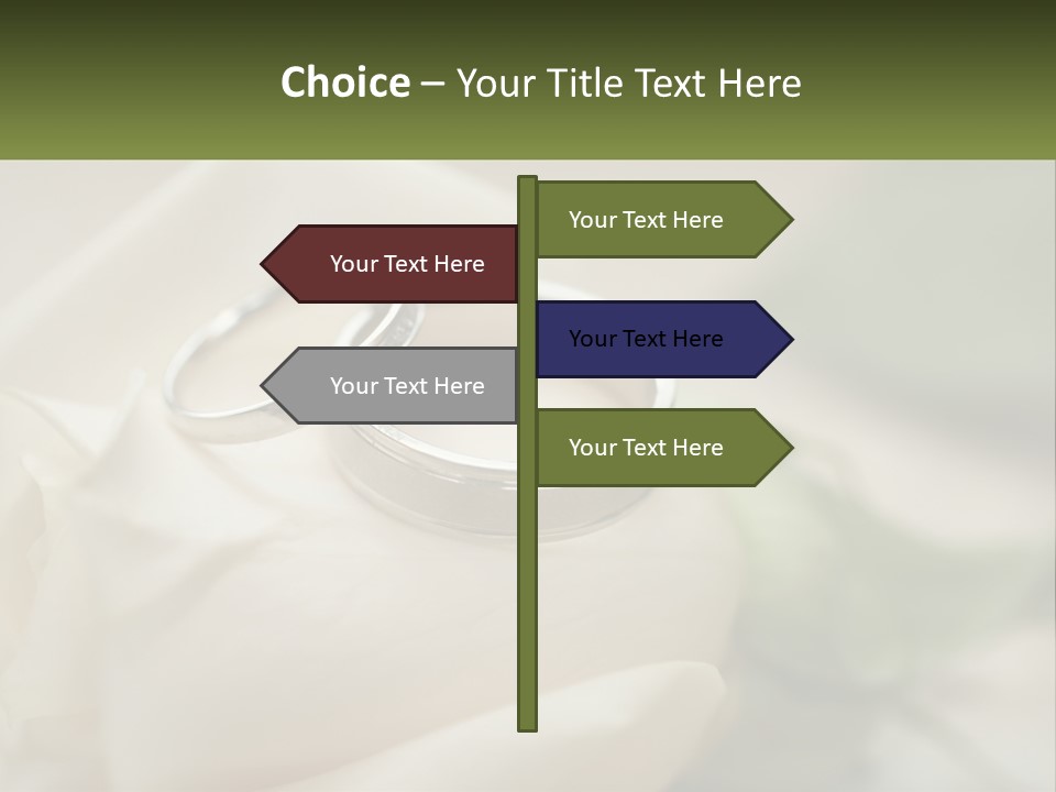 Two Wedding Rings Sitting On Top Of A White Rose PowerPoint Template