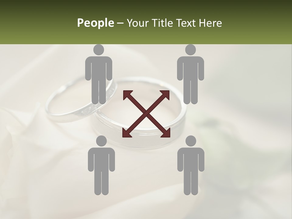 Two Wedding Rings Sitting On Top Of A White Rose PowerPoint Template