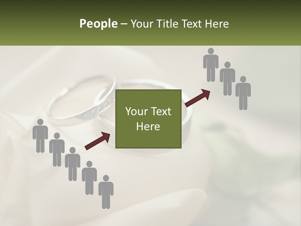 Two Wedding Rings Sitting On Top Of A White Rose PowerPoint Template