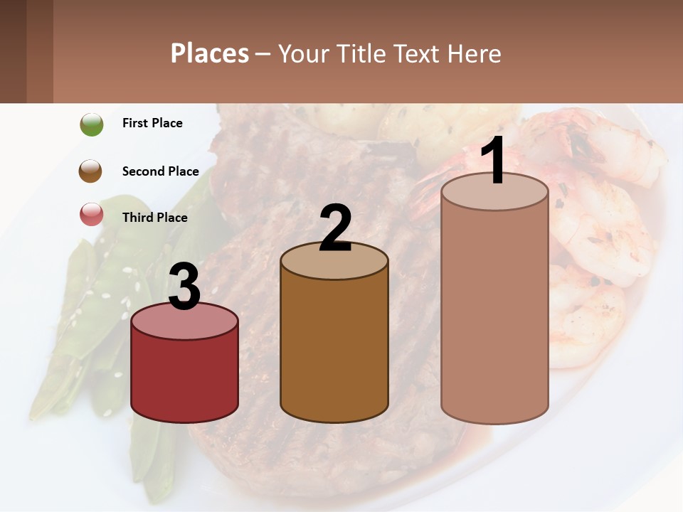 A White Plate Topped With Meat And Shrimp PowerPoint Template