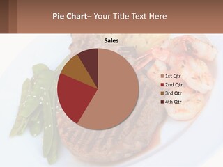 A White Plate Topped With Meat And Shrimp PowerPoint Template