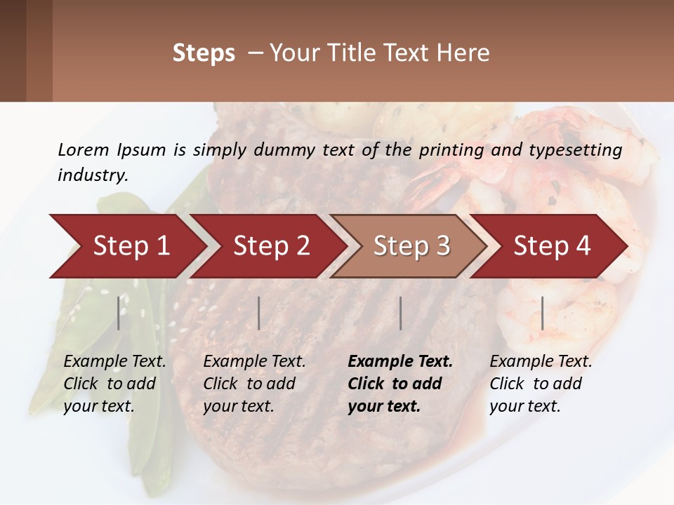A White Plate Topped With Meat And Shrimp PowerPoint Template