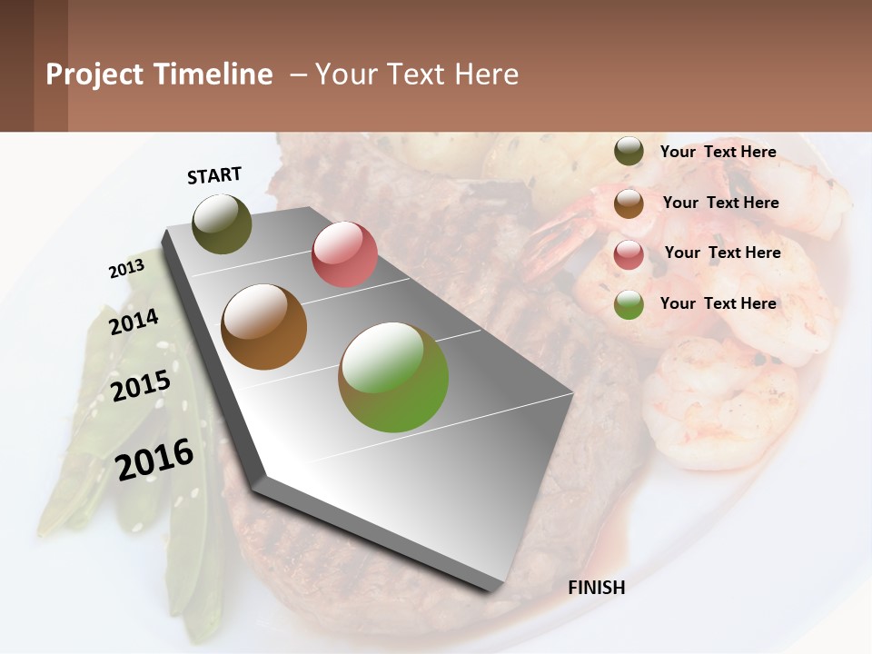 A White Plate Topped With Meat And Shrimp PowerPoint Template