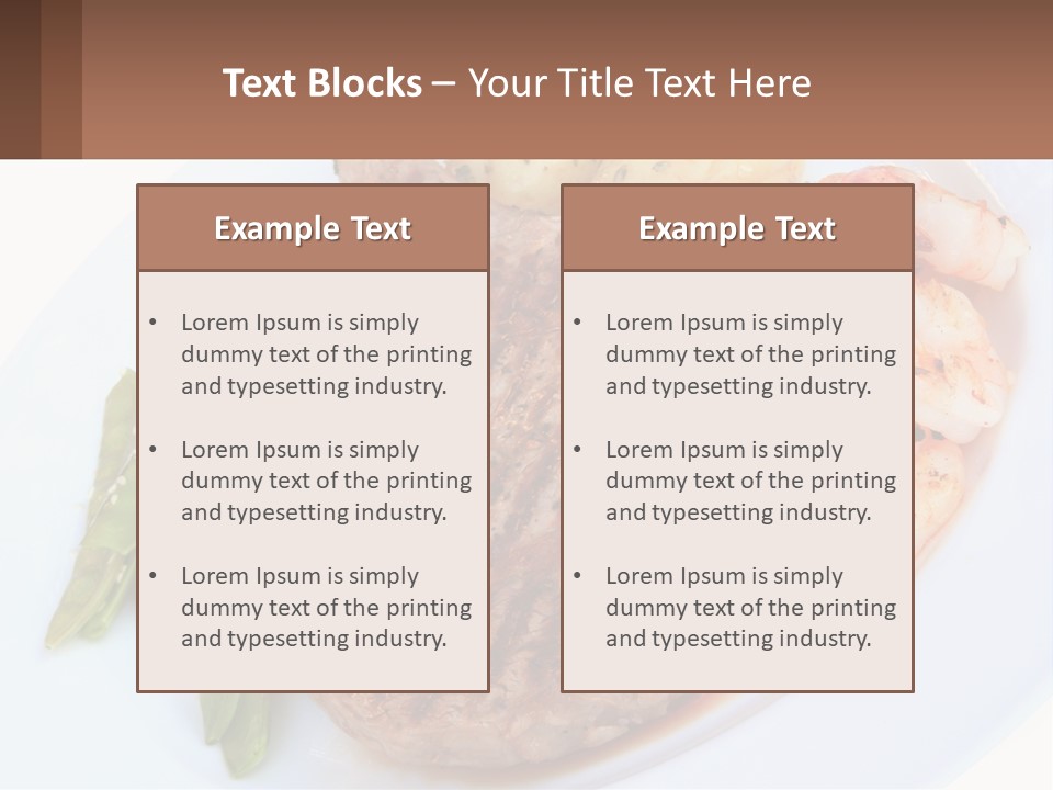 A White Plate Topped With Meat And Shrimp PowerPoint Template