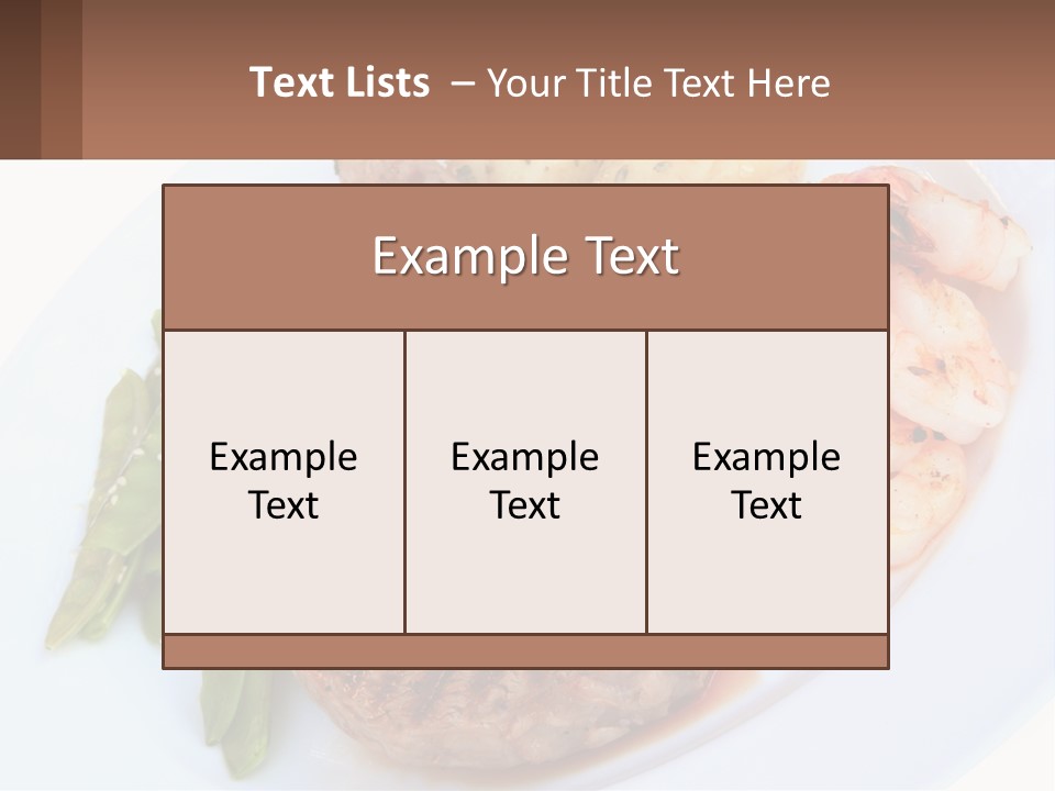A White Plate Topped With Meat And Shrimp PowerPoint Template