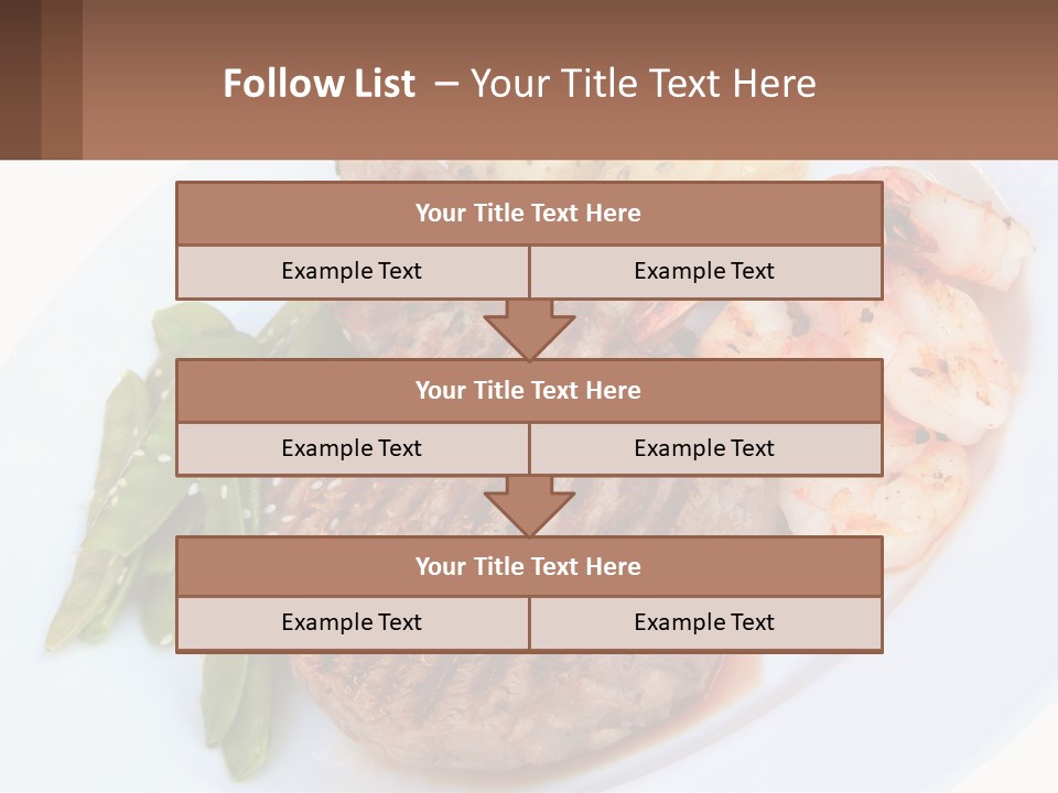 A White Plate Topped With Meat And Shrimp PowerPoint Template