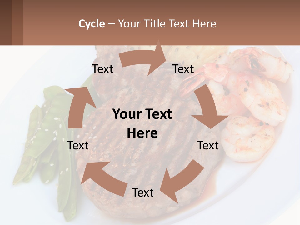 A White Plate Topped With Meat And Shrimp PowerPoint Template