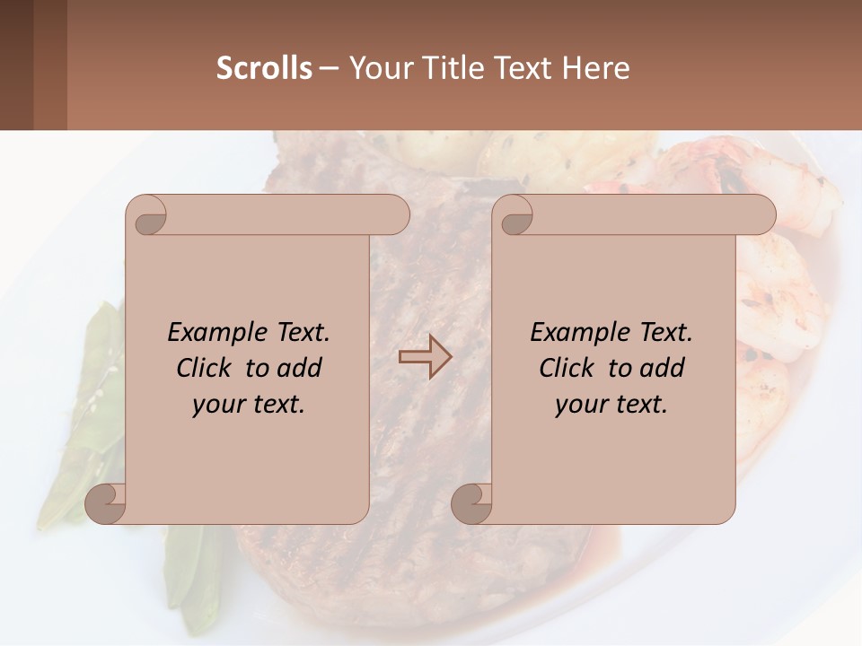 A White Plate Topped With Meat And Shrimp PowerPoint Template