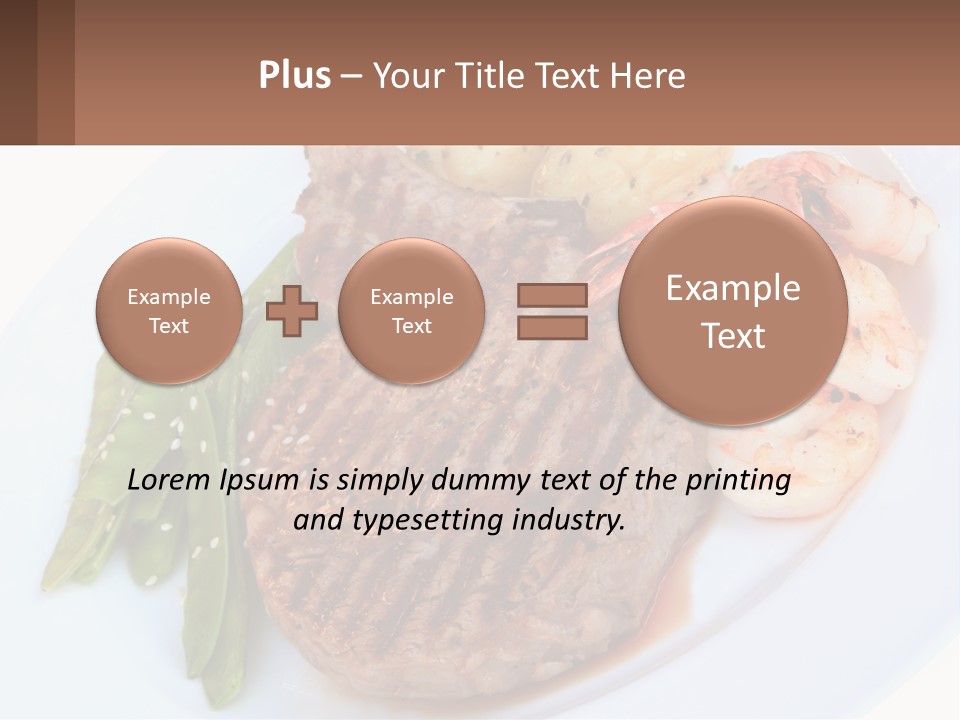 A White Plate Topped With Meat And Shrimp PowerPoint Template