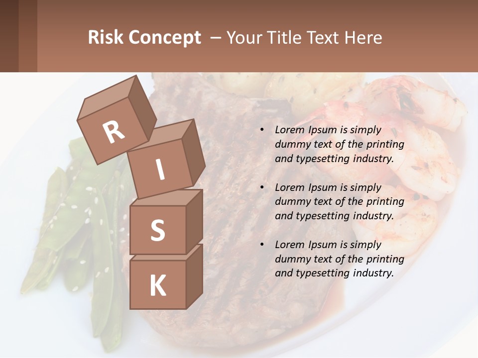 A White Plate Topped With Meat And Shrimp PowerPoint Template