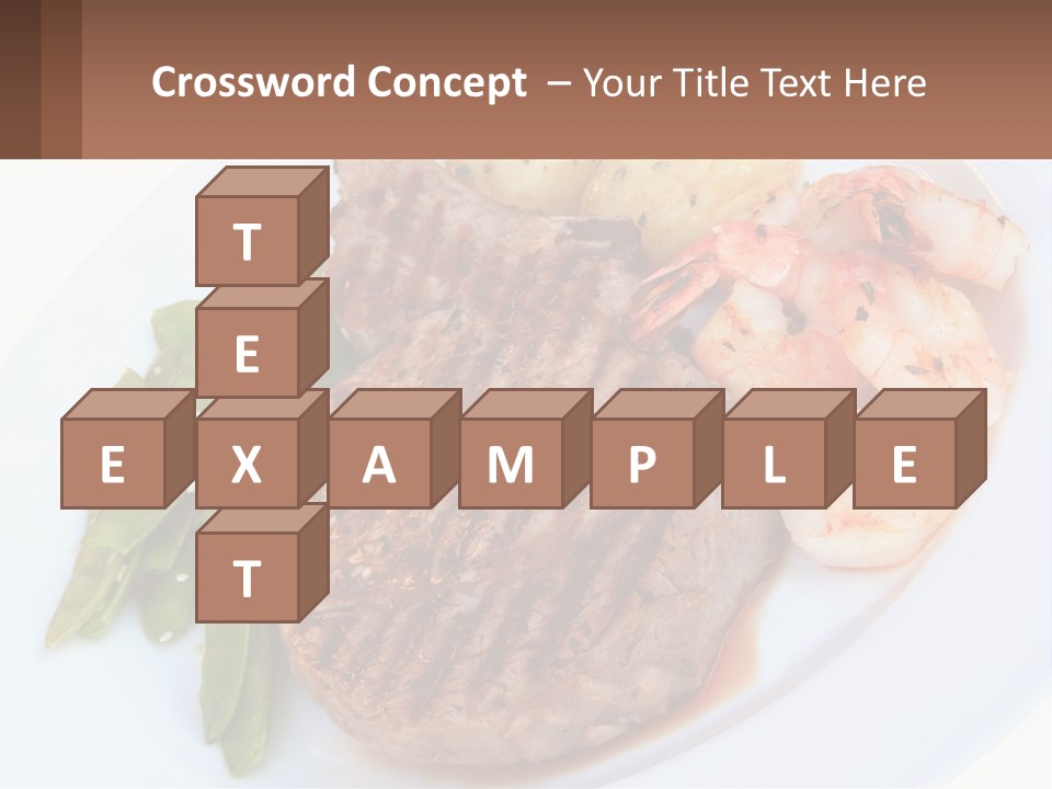 A White Plate Topped With Meat And Shrimp PowerPoint Template