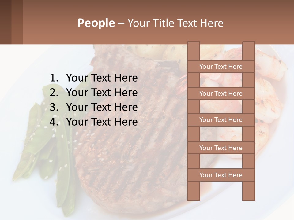 A White Plate Topped With Meat And Shrimp PowerPoint Template