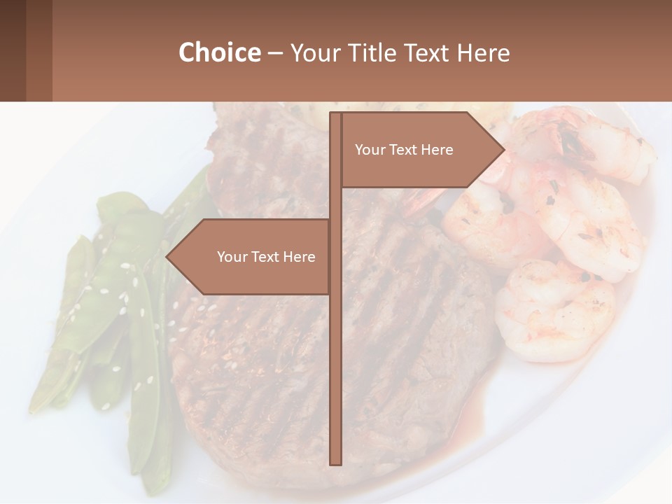 A White Plate Topped With Meat And Shrimp PowerPoint Template