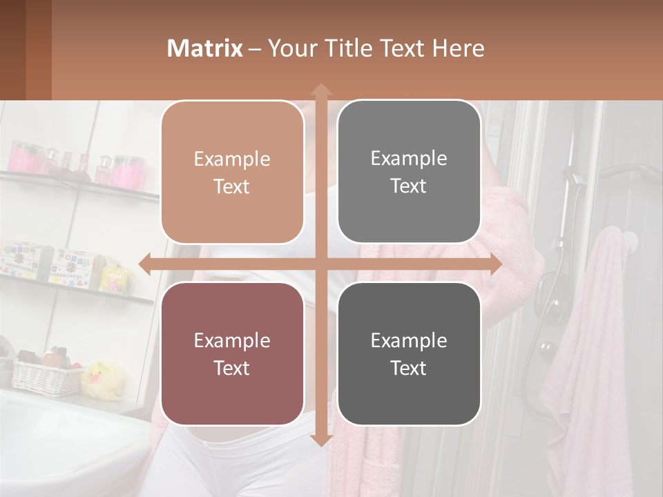 A Pregnant Woman Is Drying Her Hair In The Bathroom PowerPoint Template