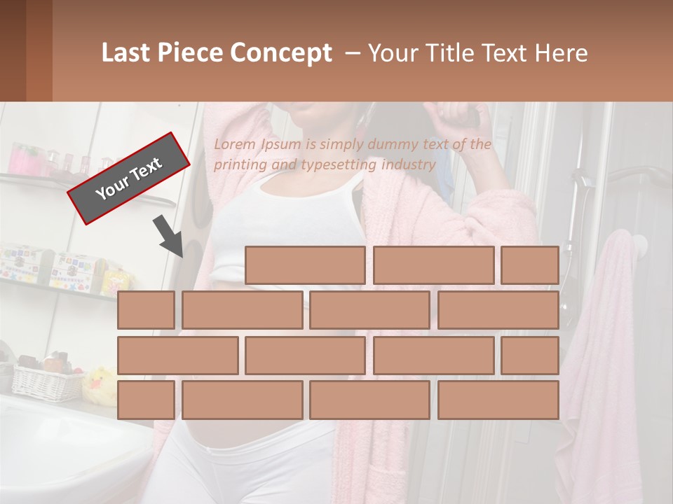 A Pregnant Woman Is Drying Her Hair In The Bathroom PowerPoint Template