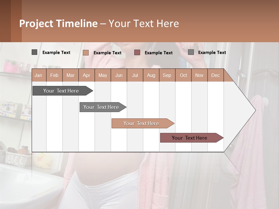 A Pregnant Woman Is Drying Her Hair In The Bathroom PowerPoint Template