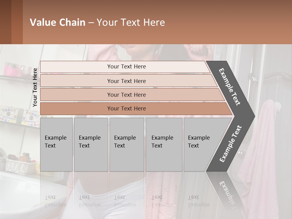A Pregnant Woman Is Drying Her Hair In The Bathroom PowerPoint Template