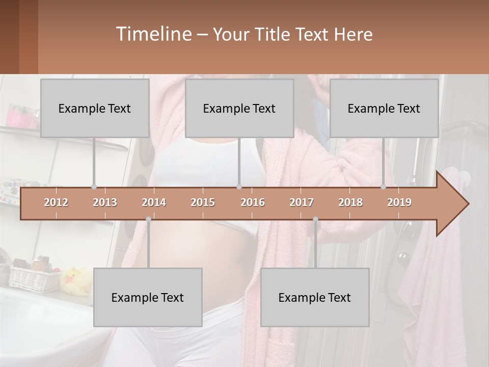 A Pregnant Woman Is Drying Her Hair In The Bathroom PowerPoint Template