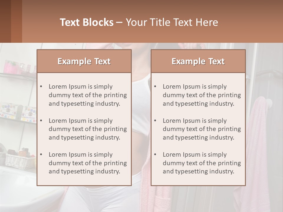 A Pregnant Woman Is Drying Her Hair In The Bathroom PowerPoint Template