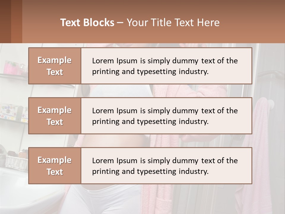 A Pregnant Woman Is Drying Her Hair In The Bathroom PowerPoint Template