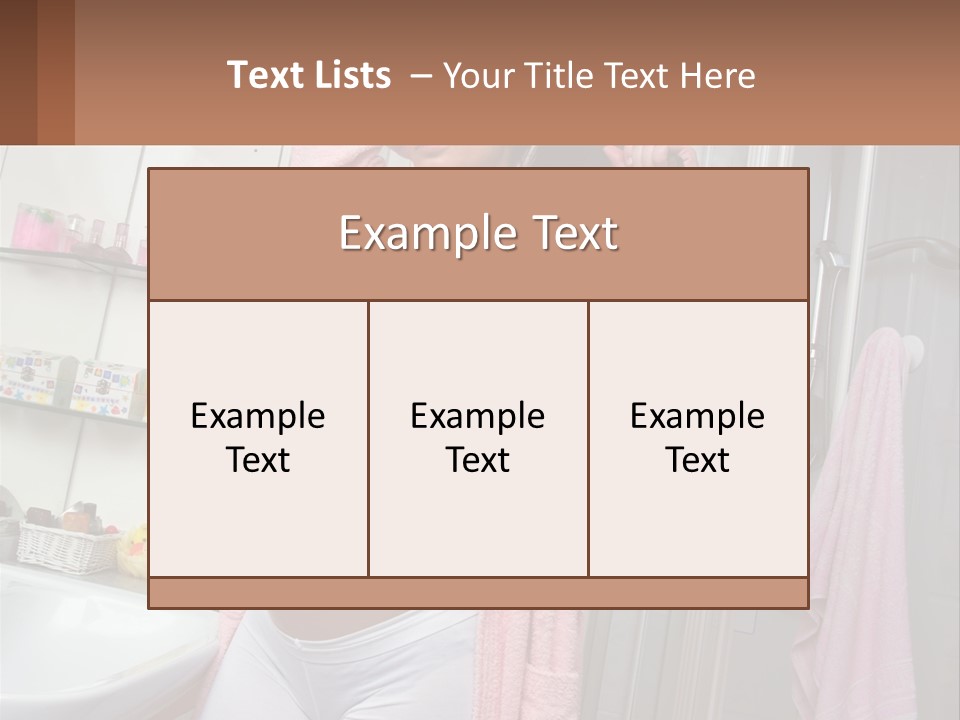 A Pregnant Woman Is Drying Her Hair In The Bathroom PowerPoint Template