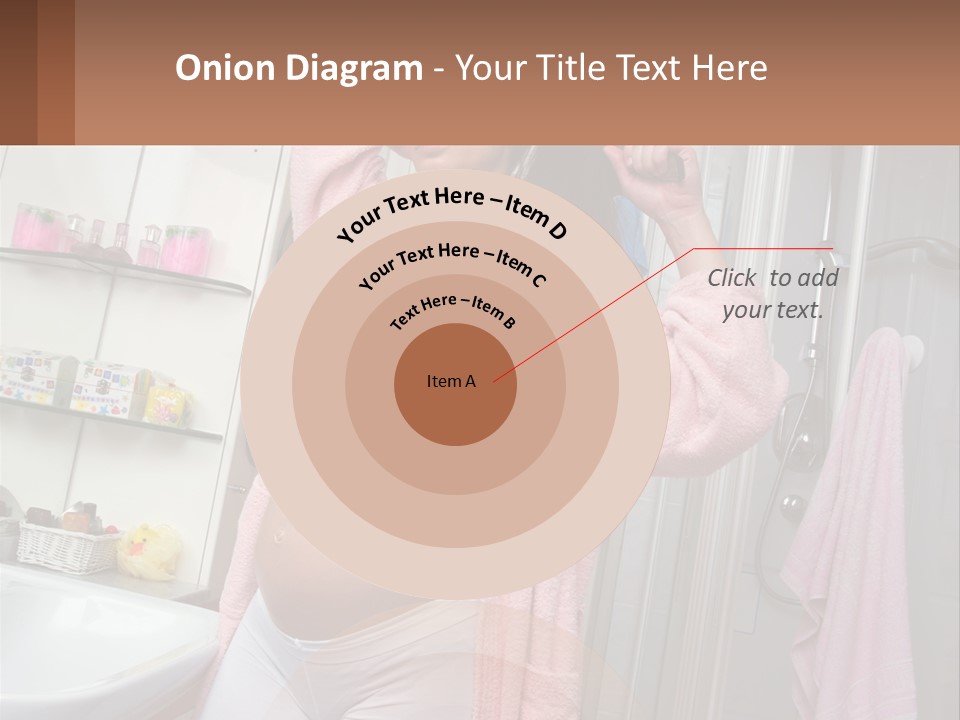 A Pregnant Woman Is Drying Her Hair In The Bathroom PowerPoint Template