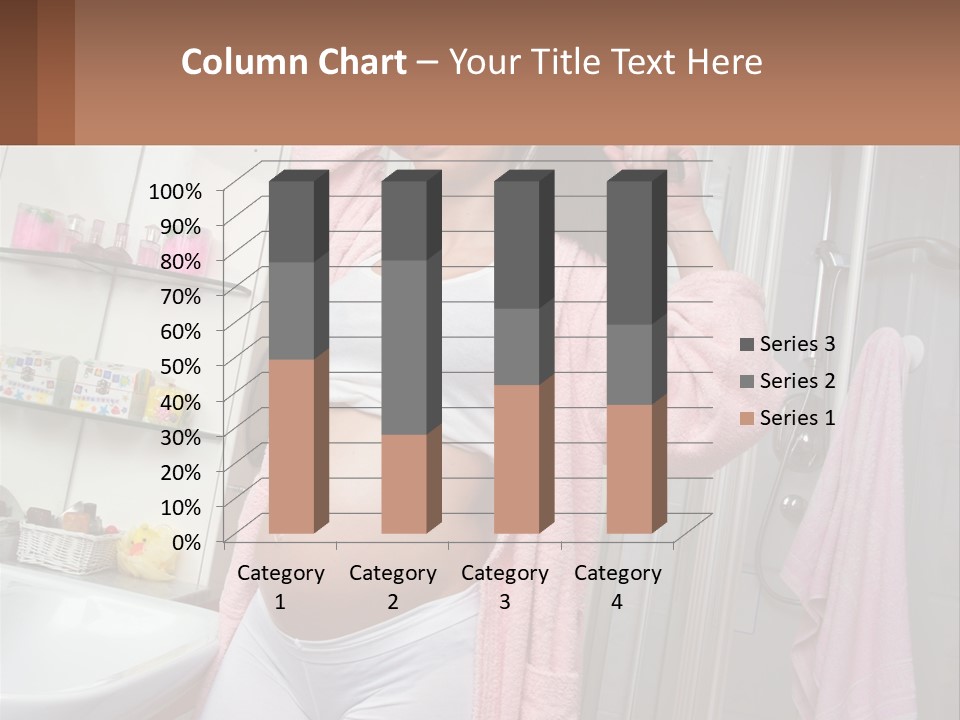 A Pregnant Woman Is Drying Her Hair In The Bathroom PowerPoint Template