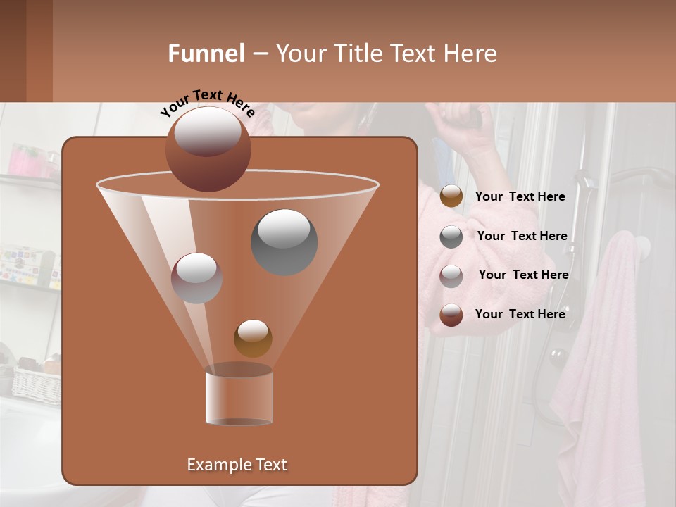 A Pregnant Woman Is Drying Her Hair In The Bathroom PowerPoint Template