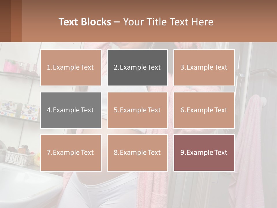 A Pregnant Woman Is Drying Her Hair In The Bathroom PowerPoint Template