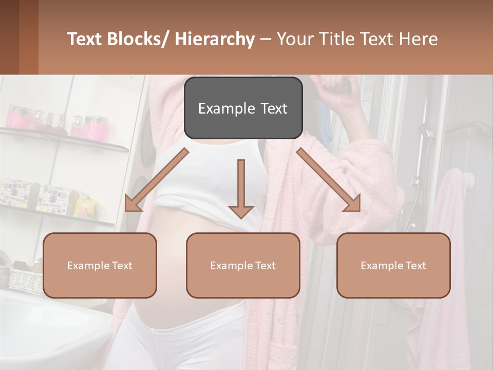 A Pregnant Woman Is Drying Her Hair In The Bathroom PowerPoint Template