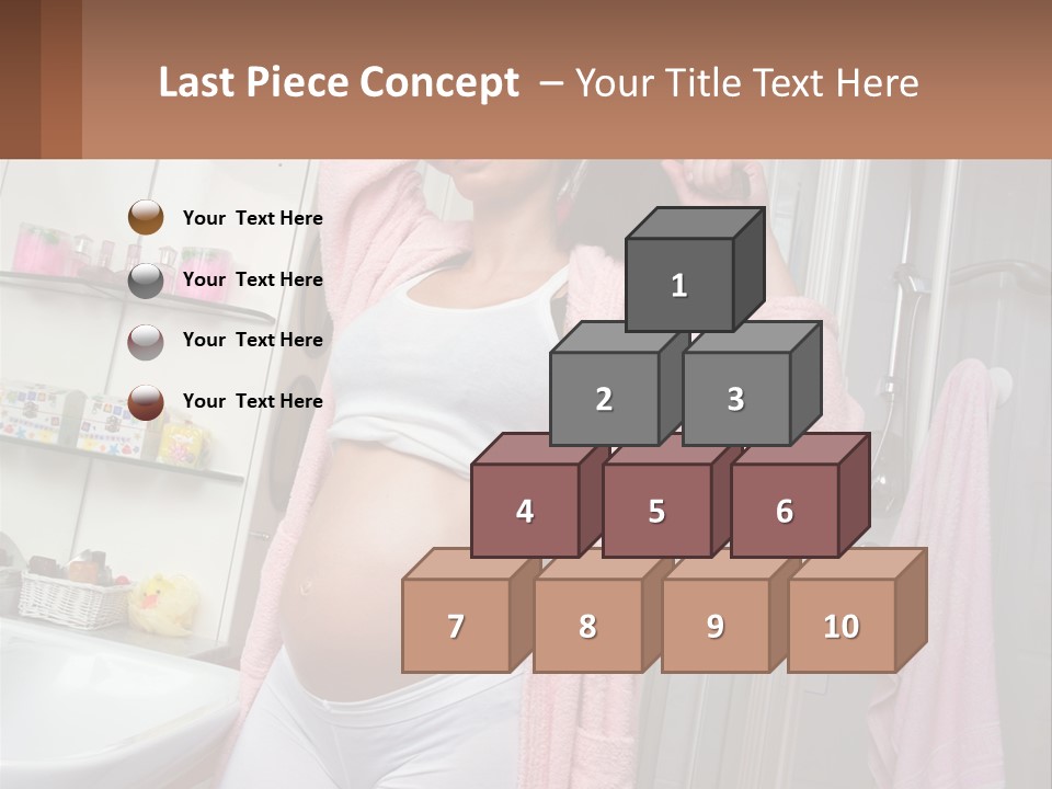 A Pregnant Woman Is Drying Her Hair In The Bathroom PowerPoint Template