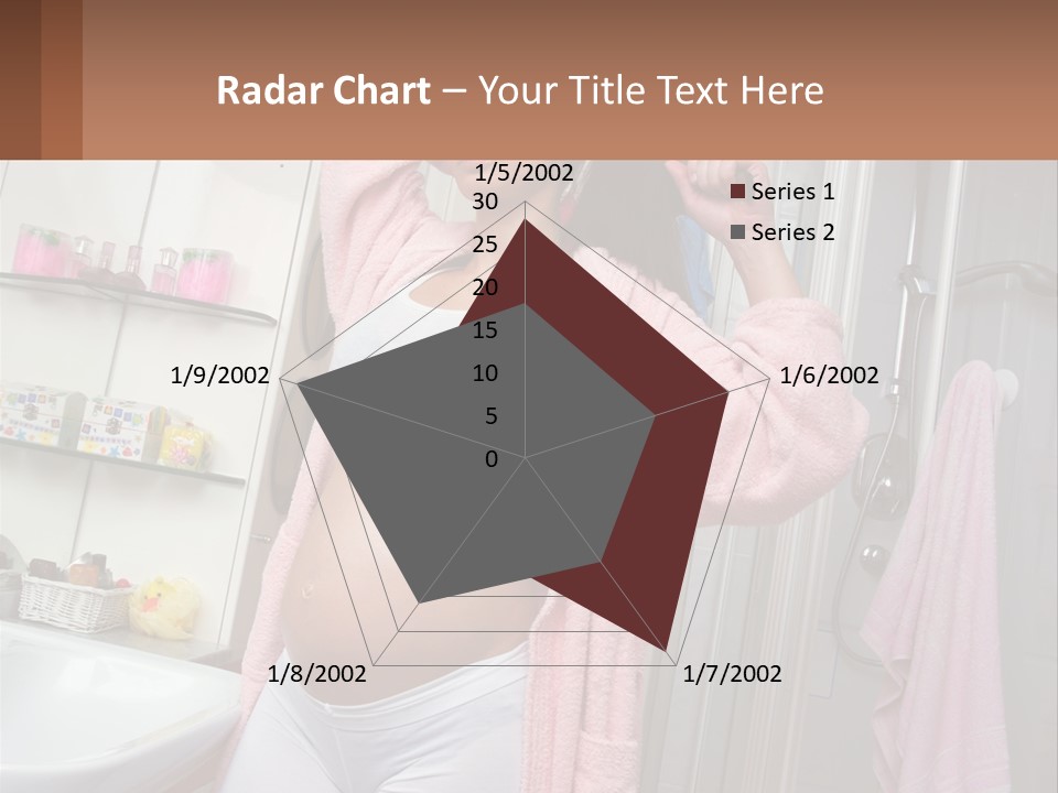 A Pregnant Woman Is Drying Her Hair In The Bathroom PowerPoint Template