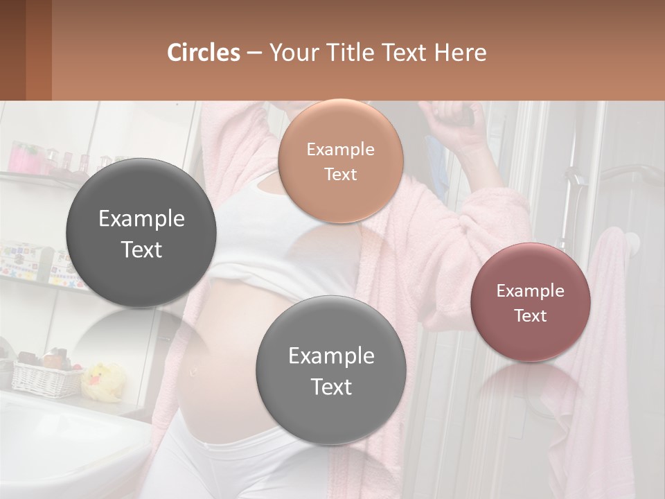 A Pregnant Woman Is Drying Her Hair In The Bathroom PowerPoint Template