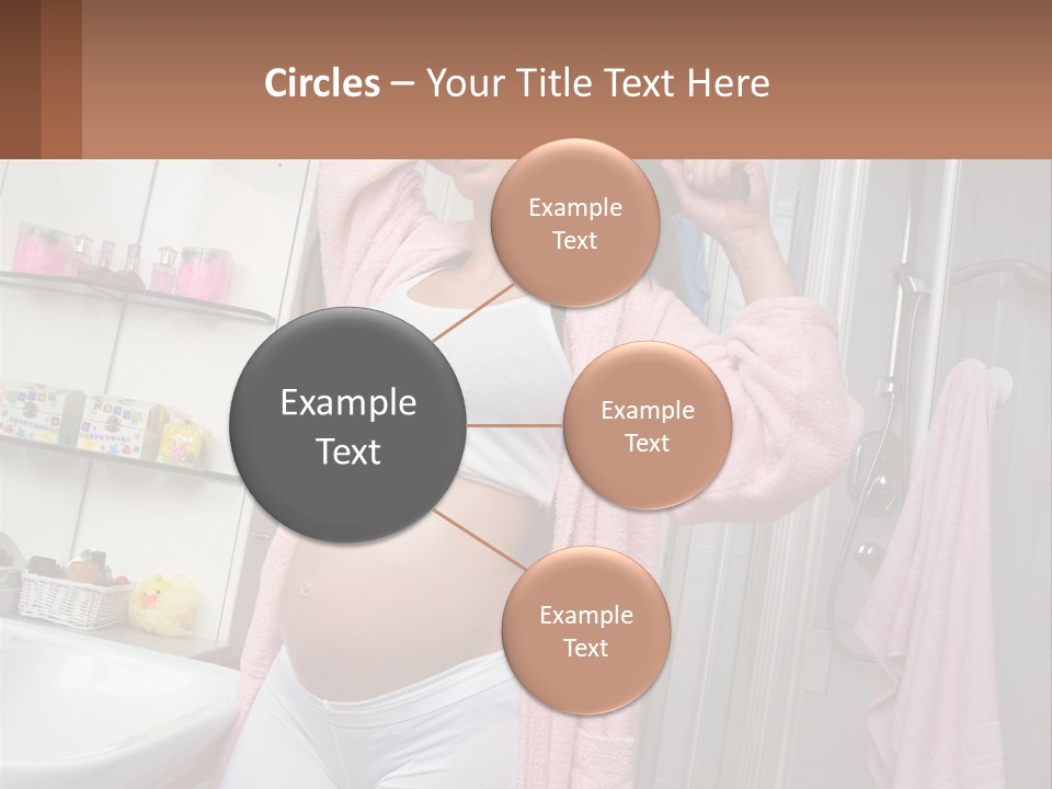 A Pregnant Woman Is Drying Her Hair In The Bathroom PowerPoint Template